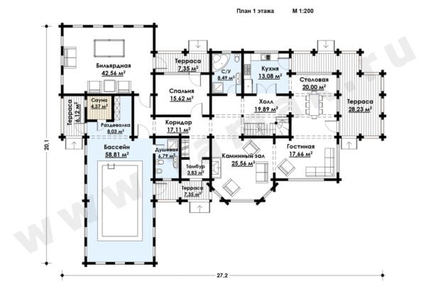 Дом из клееного бруса БД-43-1-493 Дом из клееного бруса БД-43-1-493