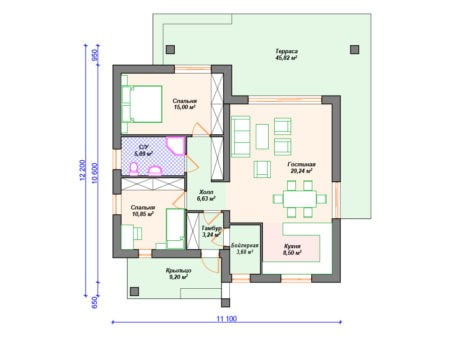 Проект дома К-164 (137.97 кв.м) Проект дома К-164 (137.97 кв.м)
