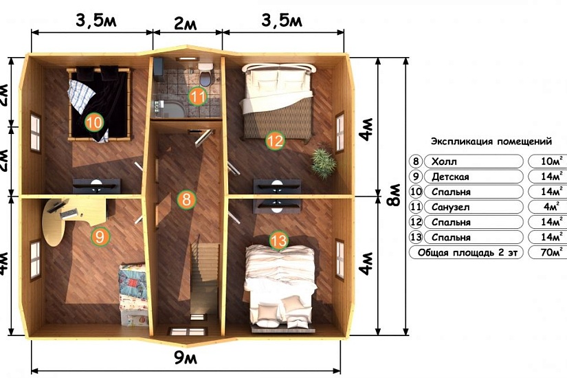 ДОМ ИЗ БРУСА ДБр-142а