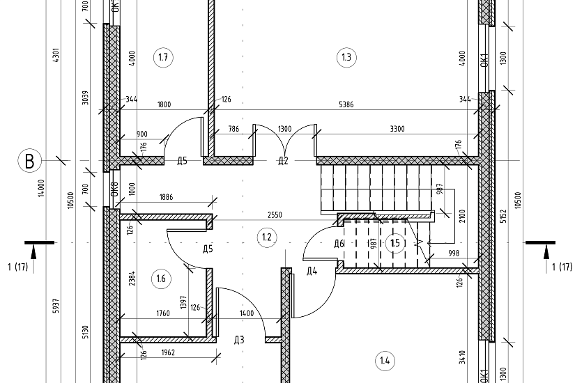 Дом-каркас150мм-7738х14000мм-1,5эт-АР-КР Дом-каркас150мм-7738х14000мм-1,5эт-АР-КР