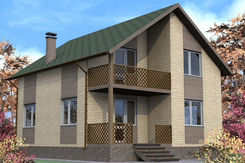 Каркасный дом 9х8 в полтора этажа