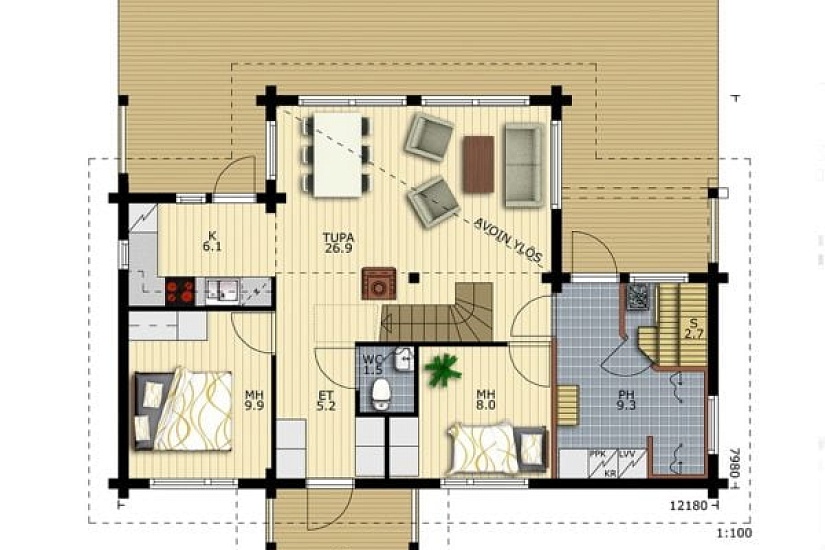 Дом из бруса Аслы куль 99s