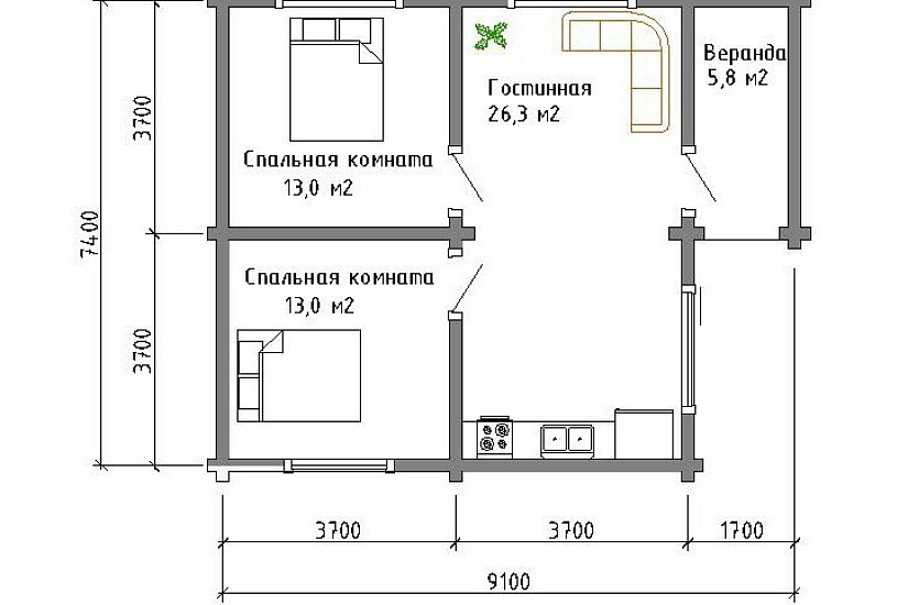 Жилой коттедж №1