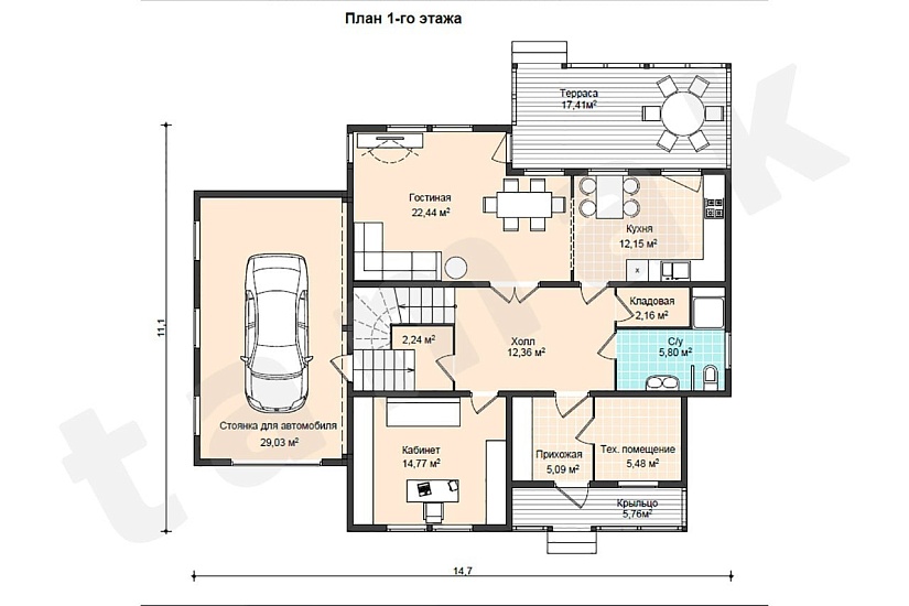 Каркасно-панельный дом Грац ПД-362-1-205 Каркасно-панельный дом Грац ПД-362-1-205