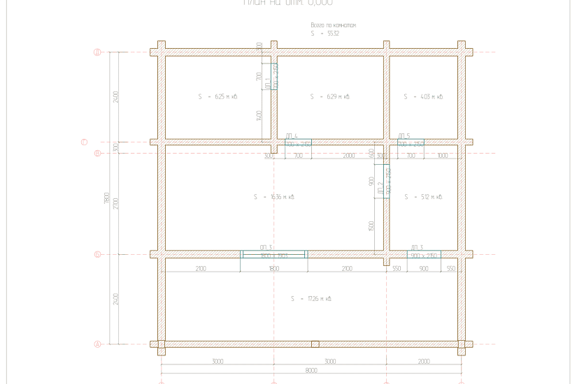 Баня  7,8х8 1,5 эт - брус-КД