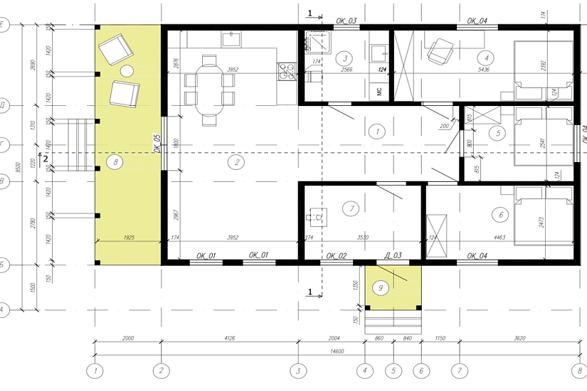 Дом-каркасно-щитовые-1этаж-9500х14600-АР