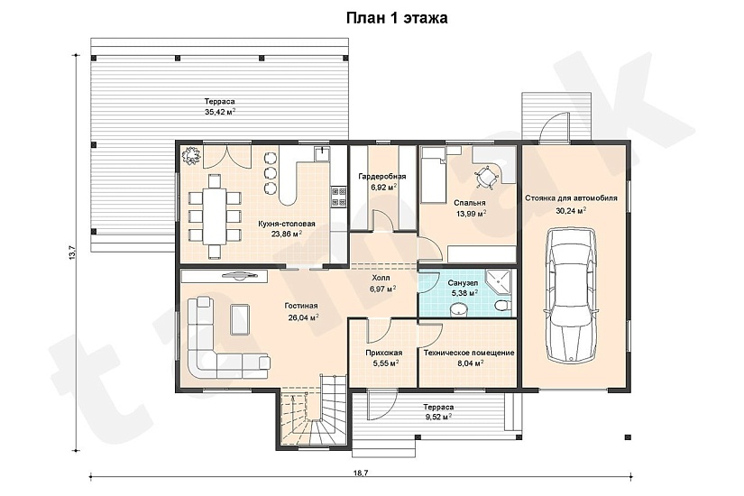 Каркасно-панельный дом Крым ПД-353-1-283 Каркасно-панельный дом Крым ПД-353-1-283