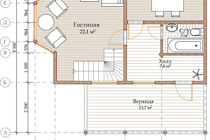 ПРОЕКТ Д-12 ДОМ ИЗ ПРОФИЛИРОВАННОГО БРУСА
