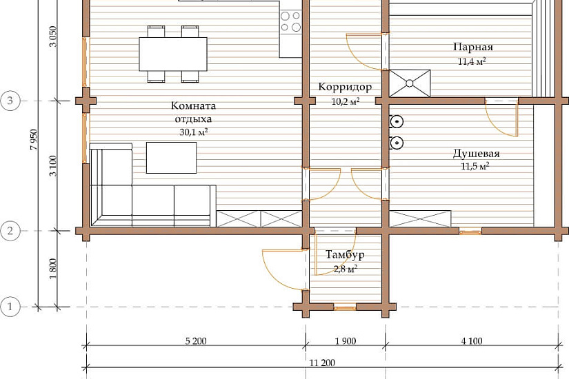 ПРОЕКТ Б-4 БАНЯ ИЗ ОЦИЛИНДРОВАННОГО БРЕВНА
