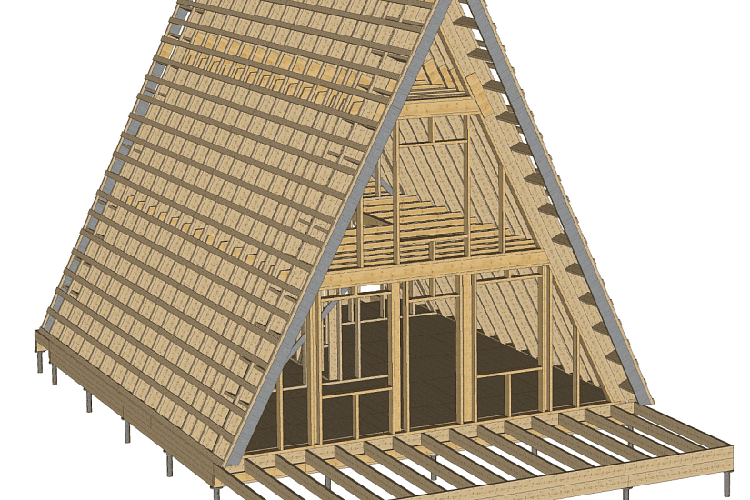 Дом-каркас(A-FRAME)200мм-13000х7500мм-2эт-КР Дом-каркас(A-FRAME)200мм-13000х7500мм-2эт-КР