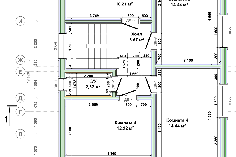 Жилой дом-каркас-8000х13520-2эт-АР-КР Жилой дом-каркас-8000х13520-2эт-АР-КР