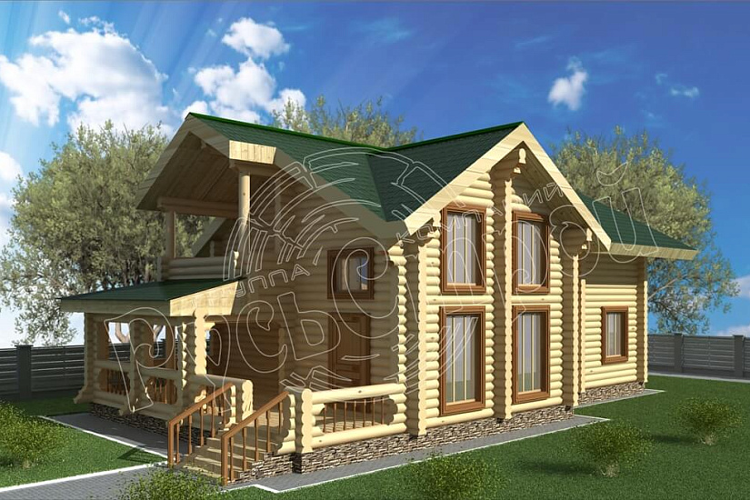 ПРОЕКТ Д-32 ДОМ ИЗ ОЦИЛИНДРОВАННОГО БРЕВНА