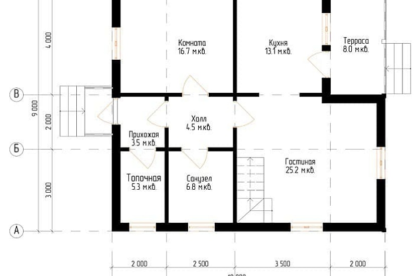 Жилой дом из бруса №16 10x9 м