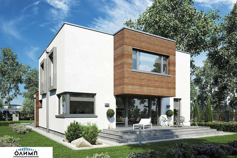 Проект дома из газобетона с плоской крышей Проект дома из газобетона с плоской крышей