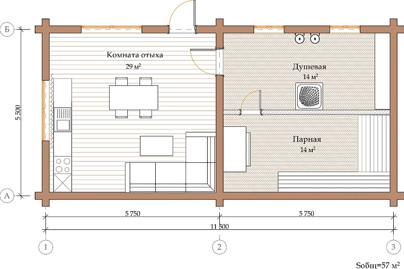 ПРОЕКТ Б-33 БАНЯ ИЗ ОЦИЛИНДРОВАННОГО БРЕВНА