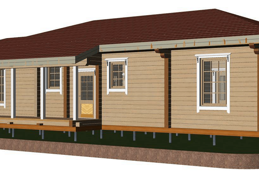 Жилой дом-брус 190х188мм-18900х11200мм-1эт-КР