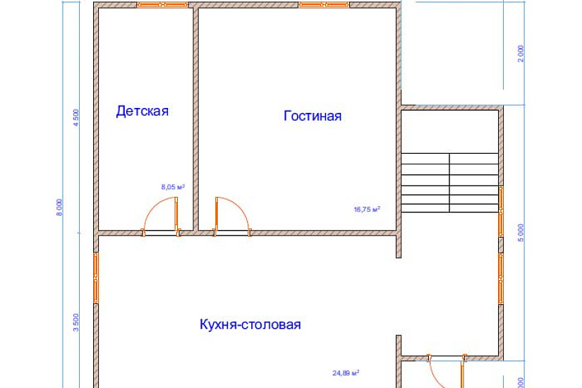 Дом из бруса №24 8x8 м