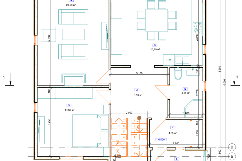 Дом-каркас-10500х9000мм-1,5эт-АР