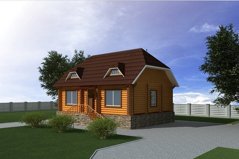 ПРОЕКТ Д-8 ДОМ ИЗ ОЦИЛИНДРОВАННОГО БРЕВНА