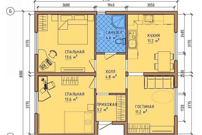 Каркасный дом КД-74