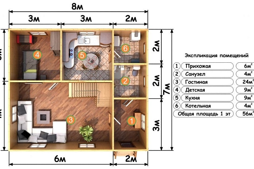 ДОМ ИЗ БРУСА ДБр-86