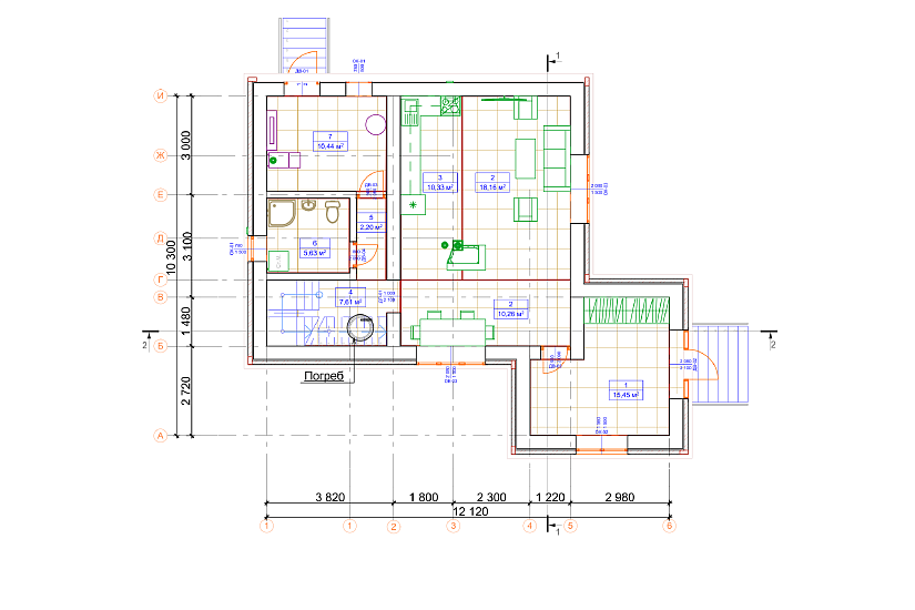 Дом-газобетон-1,5эт-12120х10300мм-АР Дом-газобетон-1,5эт-12120х10300мм-АР