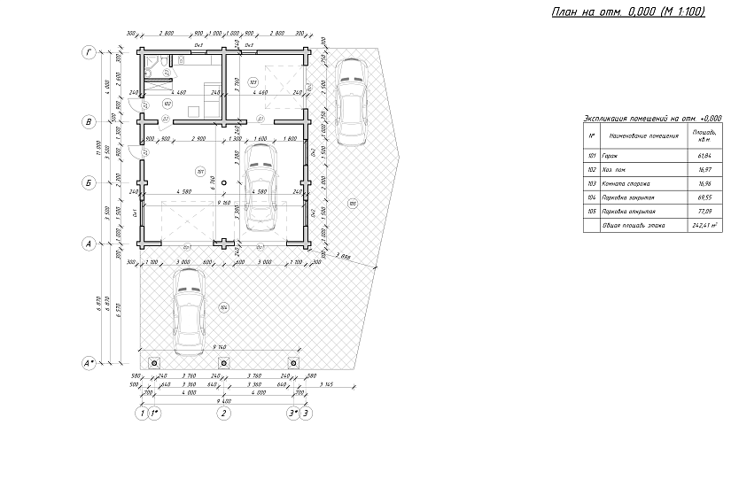 Гараж-бревно240мм-9400х11000-АР-КД Гараж-бревно240мм-9400х11000-АР-КД