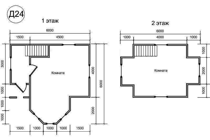 Проект "Д-24": сруб дома из бруса, с эркером