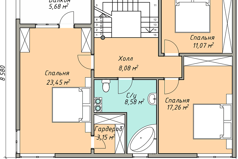 Каркасный дом КД-207-3