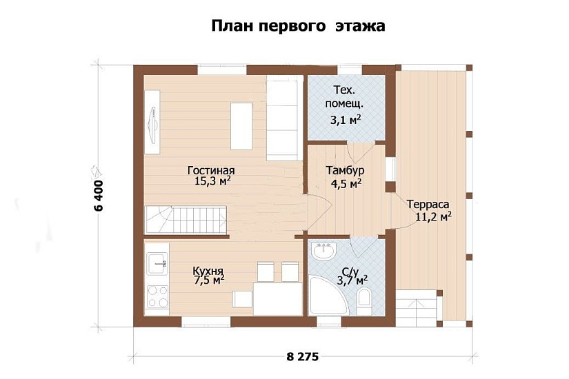 Дом из профилированного бруса ПБ-73
