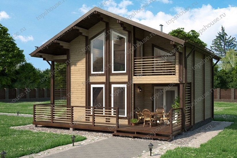 Двухэтажный дом из двойного бруса «Дворец Тора» от компании ТопсХаус