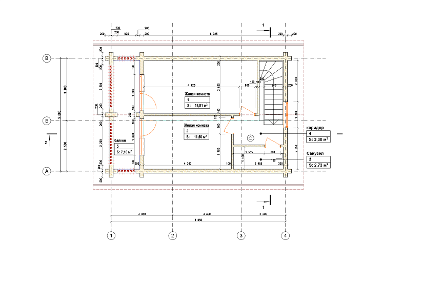 Баня-1,5эт-бревно200мм-8650х5600мм-ЭП