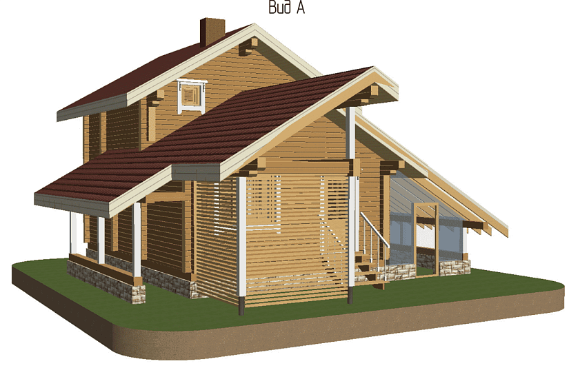 Гостевой дом-11х5,5-1,5эт- бруса- АР,КД
