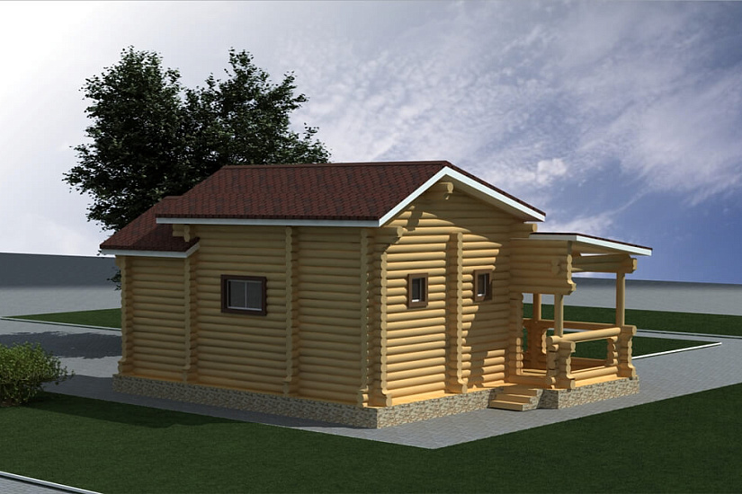 ПРОЕКТ Б-8 БАНЯ ИЗ ОЦИЛИНДРОВАННОГО БРЕВНА