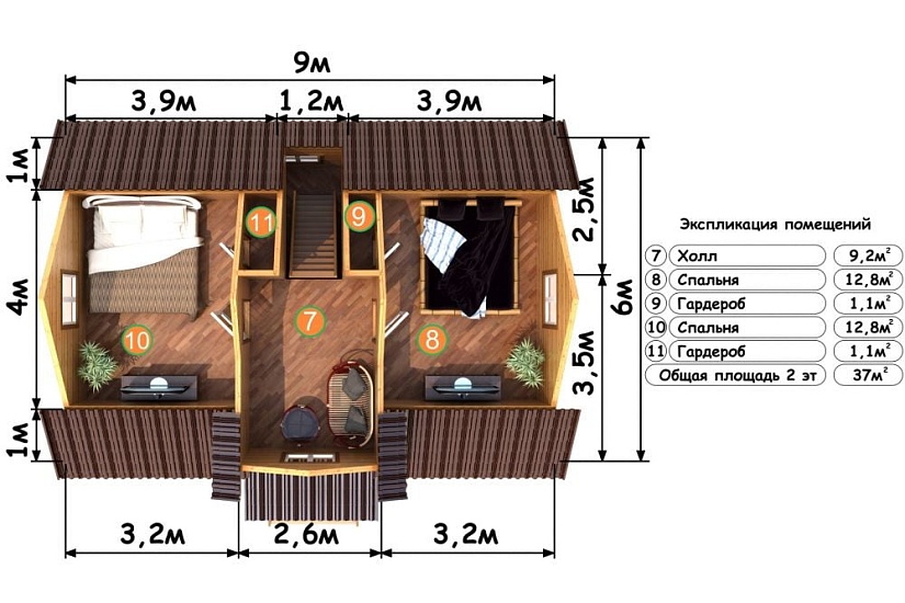 ДОМ ИЗ БРУСА ДБр-93б