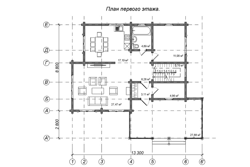Проект дома из бруса №806