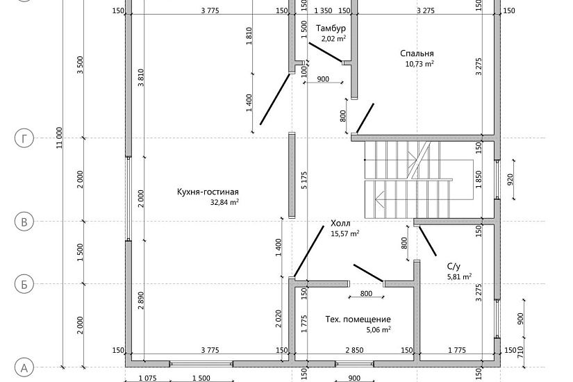 Дом-каркас150мм-9000х9000-1,5эт-КР