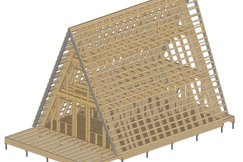Дом-каркас(A-FRAME)200мм-13000х7500мм-2эт-КР Дом-каркас(A-FRAME)200мм-13000х7500мм-2эт-КР