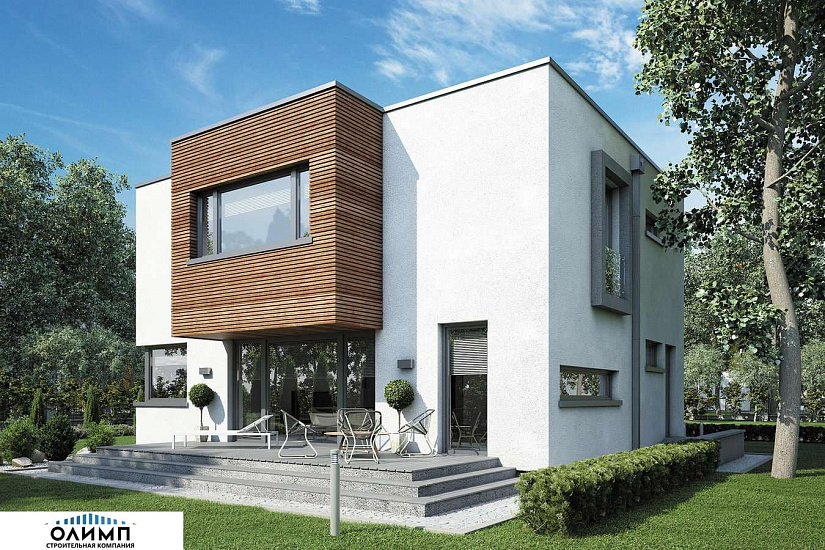 Проект дома из газобетона с плоской крышей Проект дома из газобетона с плоской крышей