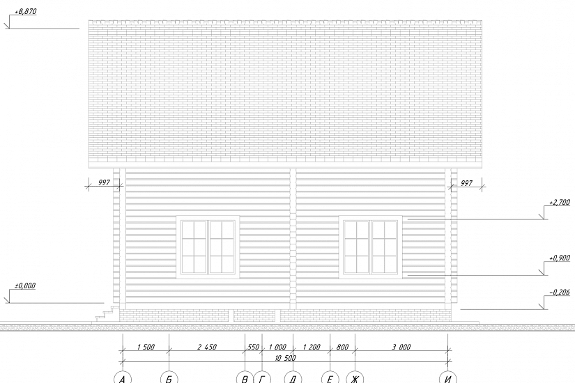 Дом-брус206х206мм-10500х10000мм-1,5эт.-АР-КР