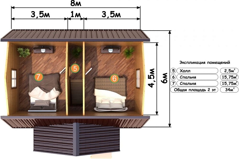 ДОМ ИЗ БРУСА ДБр-90в