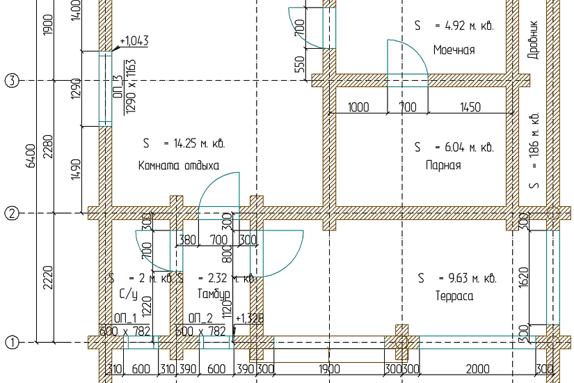 Баня-бревно220мм-1эт-7700х6400мм-КР Баня-бревно220мм-1эт-7700х6400мм-КР