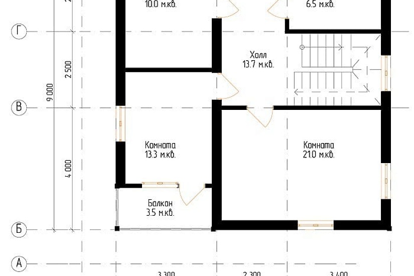 Жилой дом из бруса №4 9x9 м Жилой дом из бруса №4 9x9 м