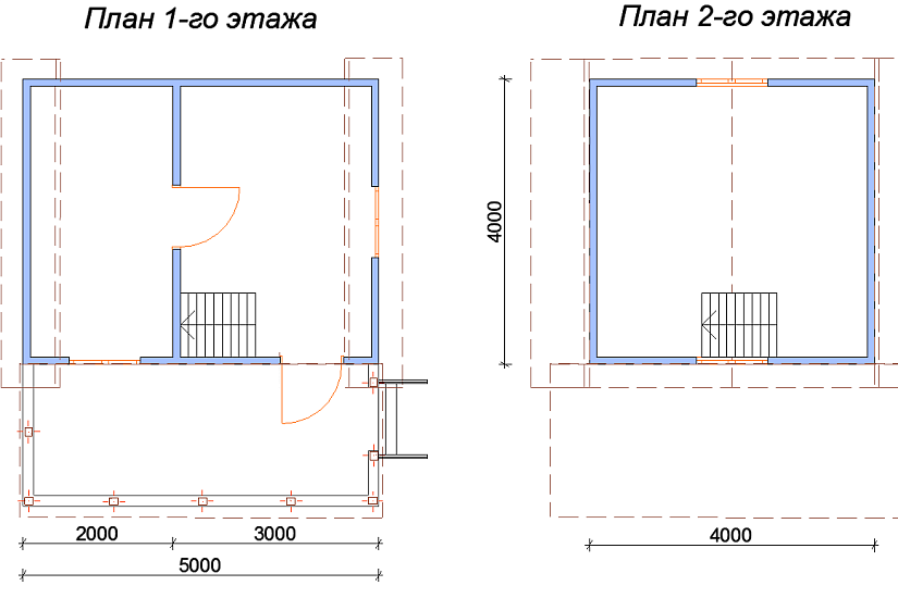Каркасный дачный дом с террасой, двухэтажный, проект №46