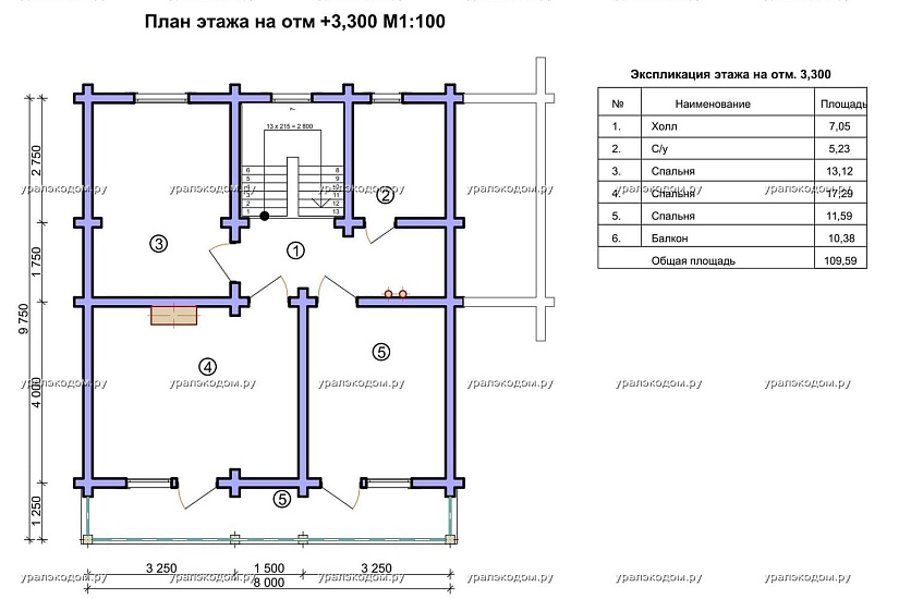 Двухэтажный дом из бруса ДОКА РБ 2-147-8(10)-8(10)