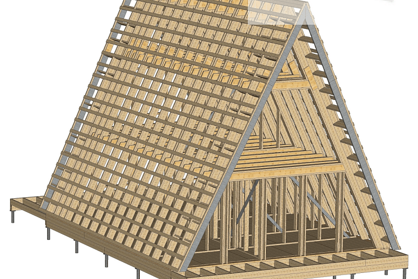 Дом-каркас(A-FRAME)200мм-13000х7500мм-2эт-КР Дом-каркас(A-FRAME)200мм-13000х7500мм-2эт-КР