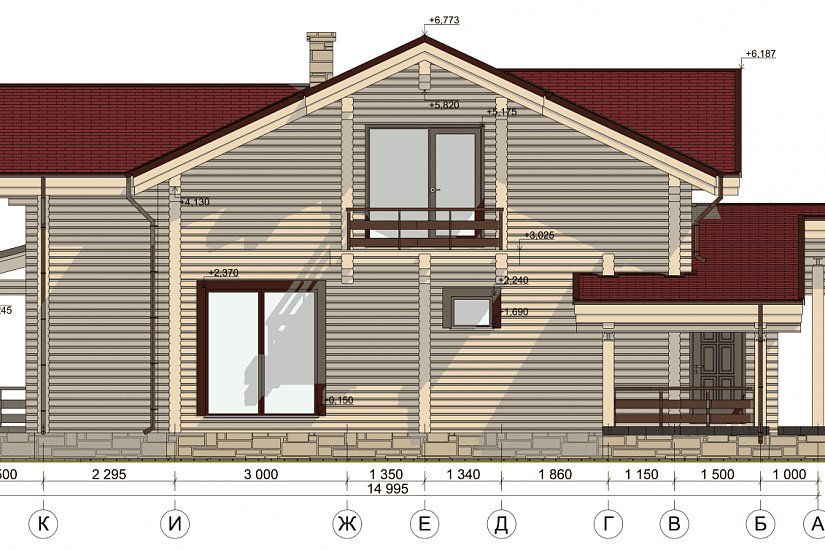 Жилой дом-брус205х140мм-14995х15500мм-1,5эт-АР