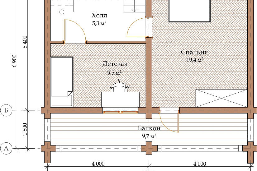 ПРОЕКТ Д-31 ДОМ ИЗ ОЦИЛИНДРОВАННОГО БРЕВНА