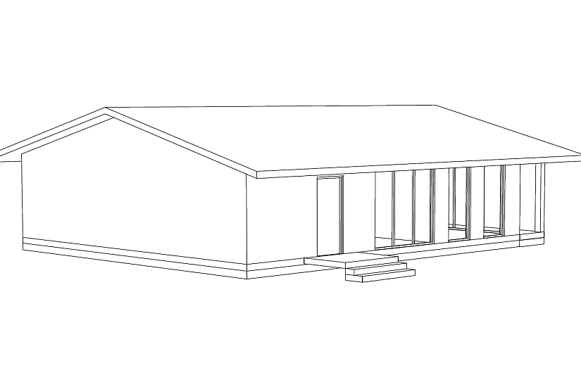 Дом из сип панелей с панорамным остеклением
