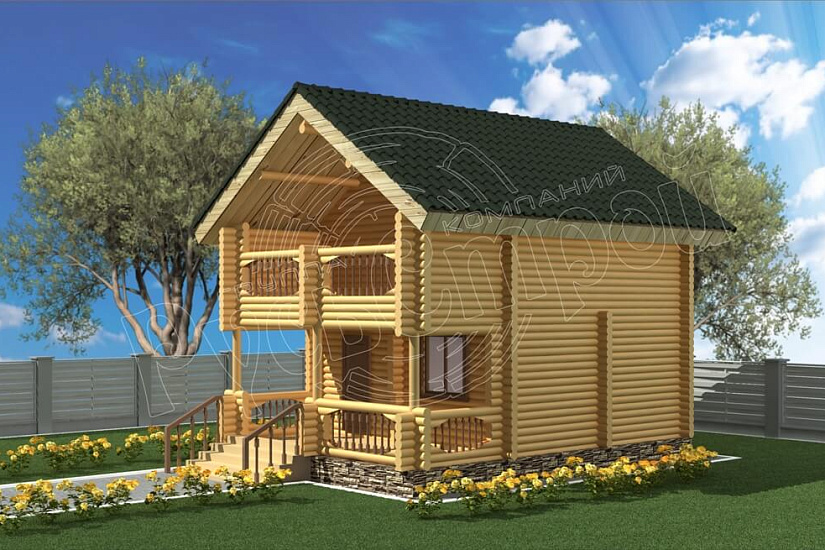 ПРОЕКТ Д-1 ДОМ ИЗ ОЦИЛИНДРОВАННОГО БРЕВНА